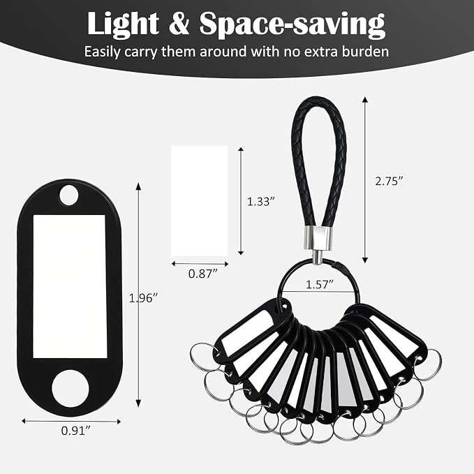 12 Pcs Plastic Key Tags with Labels and Ring Window, Single Color for Luggage, Pet ID, USB Drive (1 Color)