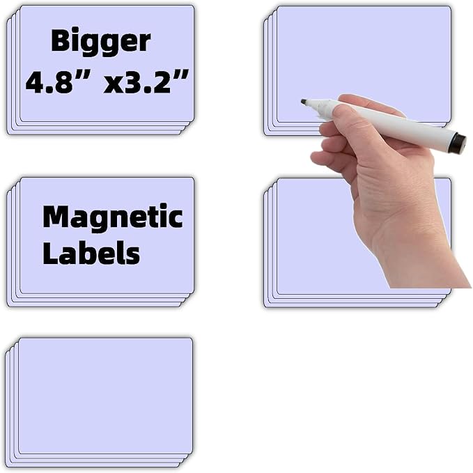 Purple Magnetic Labels for Metallic Whiteboard,Sticky Dry Erase Magnets Fridge,Labeling Lockers,Orgnazing Erasable Files Cabinet