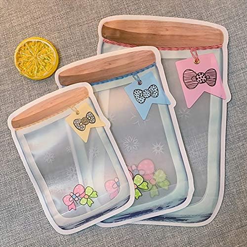 20 PCS Reusable Mason Jar Zipper Bags Mason Jar Bag Refrigerator Organizer Stand-up Airtight Seal Saver Bags Food Storage Sandwich Bags for Kitchen Snack (10L 6M 4S)