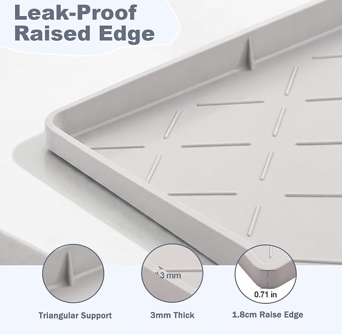 Extra Thick Under Sink Mat Waterproof with Raised Edge 19" x 28" | Silicone Multipurpose Mat for Kitchen, Bathroom, Pet Feeding, Shelf Protection & Organization, Boot & Plant Tray
