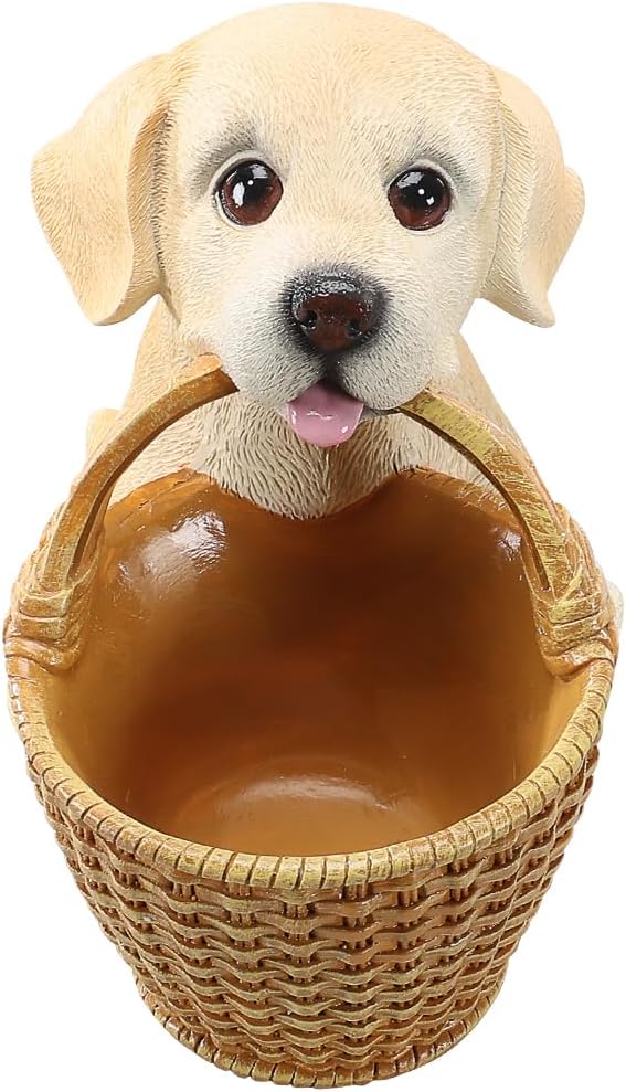 Cute Labrador Candy Bowl, Resin Dog Figurine Key Bowl for Entryway Table, Desktop Storage Basket Organizer for Desk, Unique Dog Lover Gift