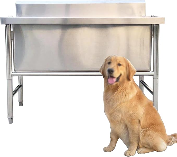 47 Inch Dog Grooming Bathtub Station,Professional Stainless Steel Dog Bathing Station,Wash Shower Sink for Large Dogs,Dog Washing Station,Pet Wash Bath Station,Dog Grooming Tub,Deep 40cm/15.7in