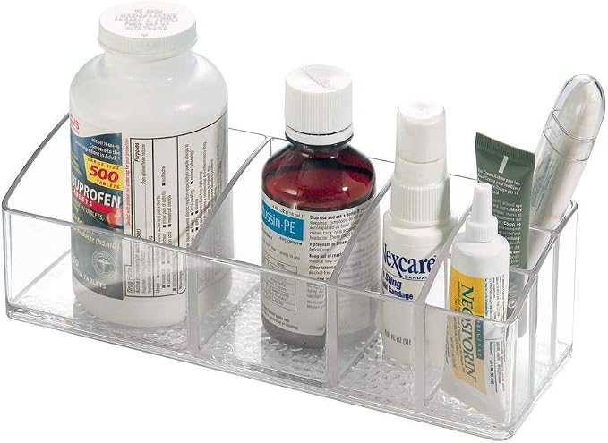 iDesign Medicine Cabinet Organizer - Clear Plastic Bathroom Storage for Vitamins, Makeup, or Toiletries