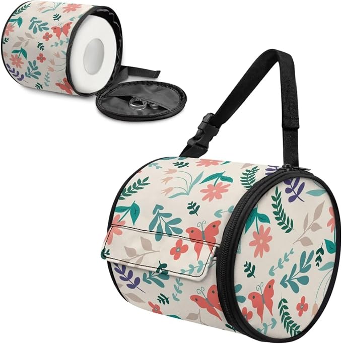 Green Leaves Butterfly Print Wall Mounted Toilet Paper Holder Moisture Resistant Versatile Tissue Roll Paper Holder Hanging Bathroom Tissue Towel Roll Holder 6.3 * 6.3 * 6.3 Inch