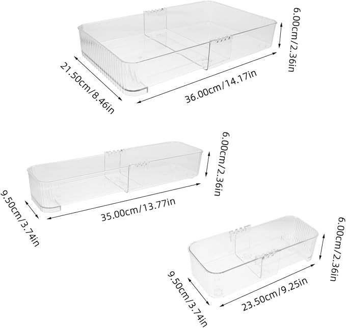 Alipis 3pcs Expandable Drawer Organizer Clear Storage Tray Dividers for Kitchen and Office Use Pet Material for Easy Organization