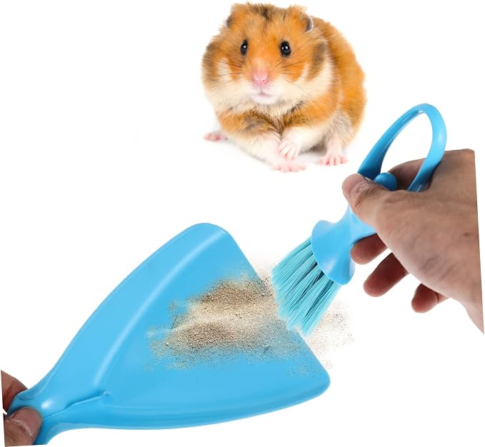 Mini Brooms and Dustpans 2 Sets PVC Plastic Cage Cleaning Tools | Easy to Sweep Debris, Smooth Surface, Simple Storage, for PET Cage and Feces Cleanup