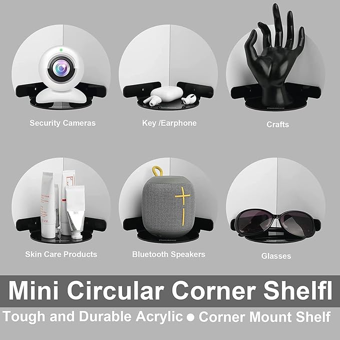 Diarypiece Acrylic Circular Corner Shelf Universal Mount, For Security Camera Baby Monitors Speaker Wifi Routers