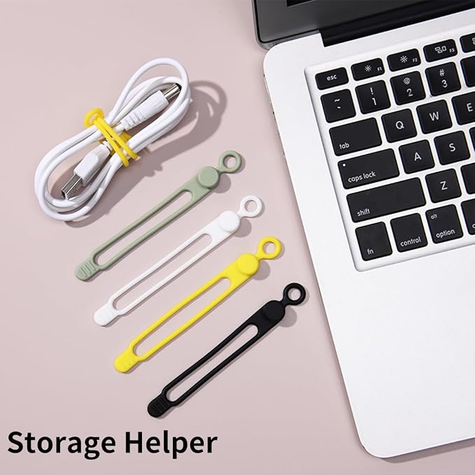 6 Pcs Cable Management Travel Essentials Zip Ties,Silicone Material | Cord Organizer Office Desk Accessories Vacation Essentials，Suitable for Storing Data Cables, Headphone Cables, Wires