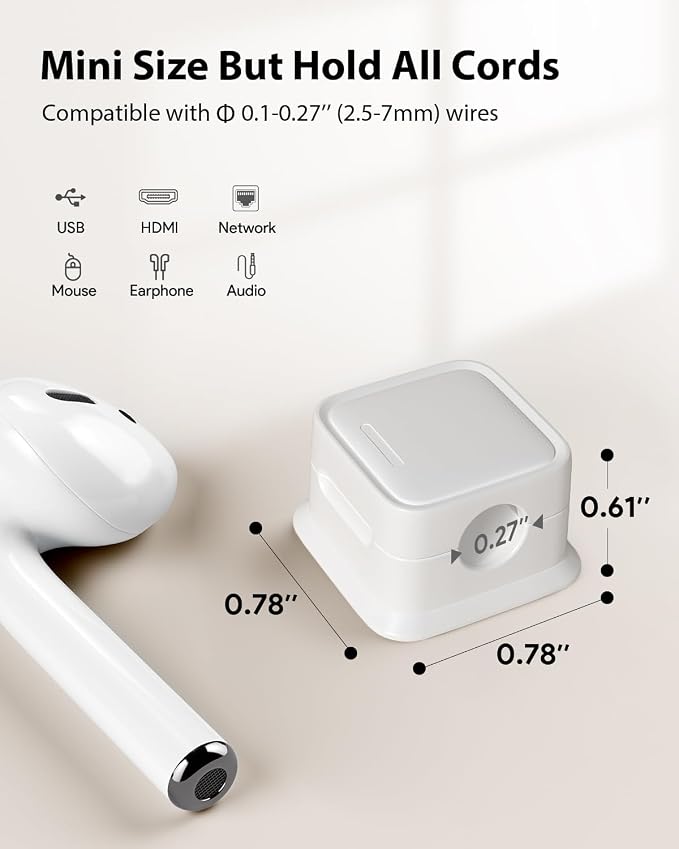 Cord Organizer, Magnetic Cable Clips, Under Desk Management, 9 Pack, White | 0.27in Cable Compatible,Strong Adheive Wire Holder Keeper,Easy Open Phone Charger Holder for Home Car Desk Nightstand Office