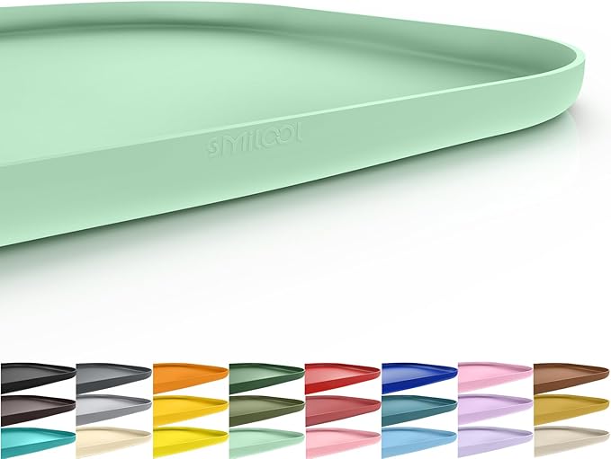 Smilool Silicone Pet Food Mat with Raised Edge for Food and Water Bowl, Dog Feeding Mats, Cat Food Trays for Floor Waterproof, Rubber Tray for Dogs and Cats, 19 x 12 x 0.7 Mint Green