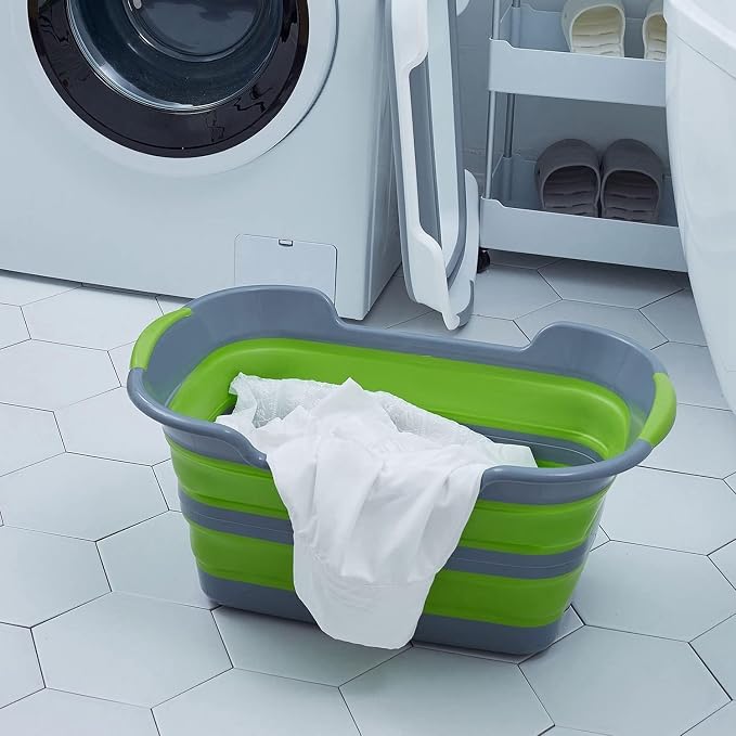 Collapsible Pet Bathtub with Drainage Hole for Puppy Small Dogs Cats, Green | Portable Washing Tub, Foldable Bathing Tub, Indoor, Outdoor, Multi-Functional
