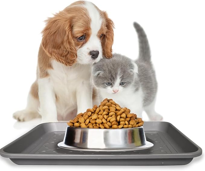 PetLike Boot Tray for Entryway Indoor, Pet Food Mat Tray, 16.7 x 12.8 inch 2 Packs, Waterproof Rubber Mat for Boots, Shoes, Pets, Garden