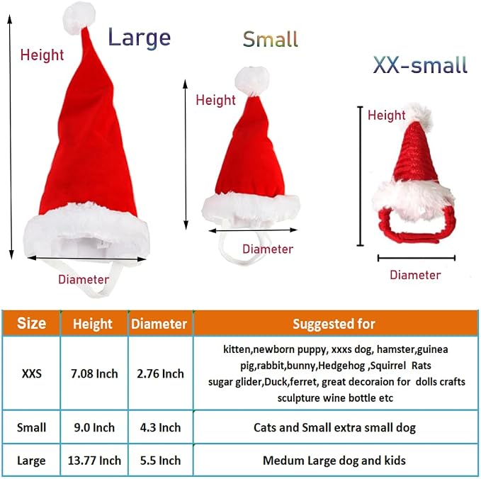 ANIAC Adjustable 3D Christmas Dog Hat for Small Dogs Cat Santa Hat Puppy Santa Costume…