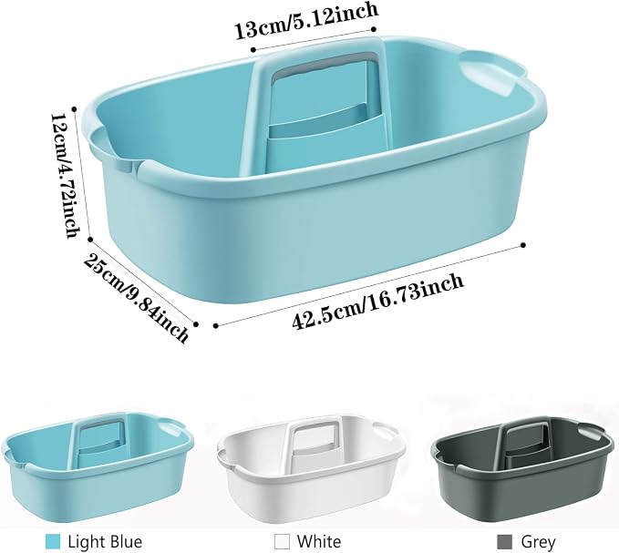 Large Cleaning Supplies Caddy with Handle, Plastic Storage Bucket Organizer for Cleaning Products, Shower Caddy Basket for Car, Dorm, Bathroom, Garden, Kitchen - Blue