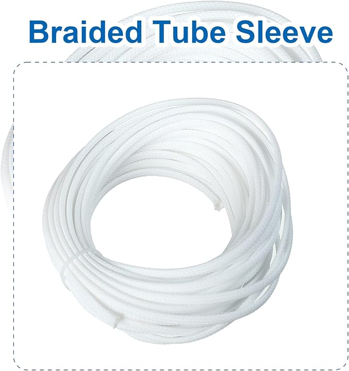 Heyiarbeit 10m/32.8ft PET Expandable Braid Cable Sleeving Flexible Wire Mesh Sleeve White 4mm