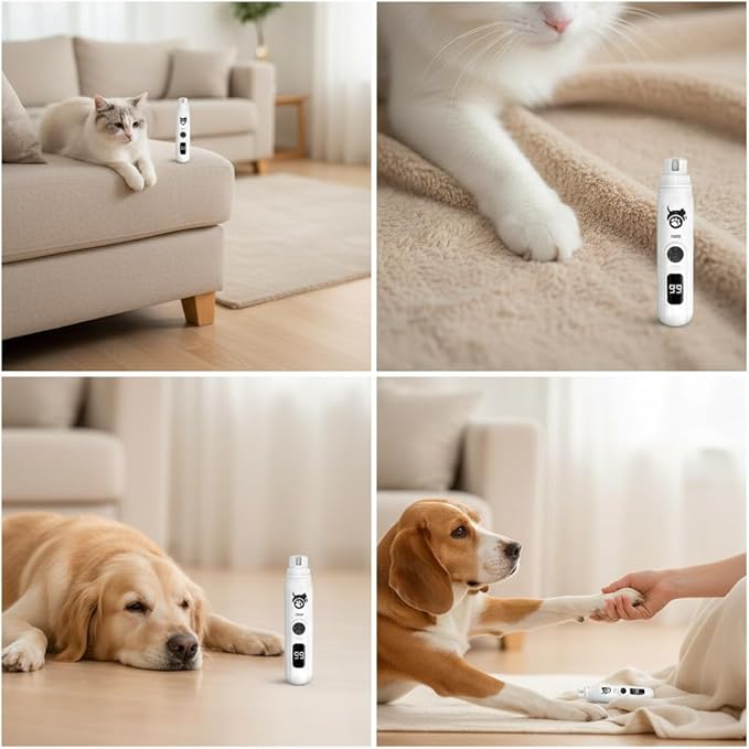 Dog Nail Grinder Quiet Safe Pet Nail Trimmers Professional Dog Nail Clipper Grooming Tools for Small Medium Large Dogs & Cats with 3 Speeds & LCD Screen