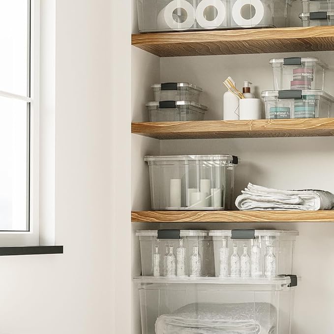 Superio 4.5 Quart Clear Plastic Storage Containers with Lids, Stackable Organizer Bins, BPA-Free Storage Boxes for Home, Office, Dorm & Classroom, 4 Pack