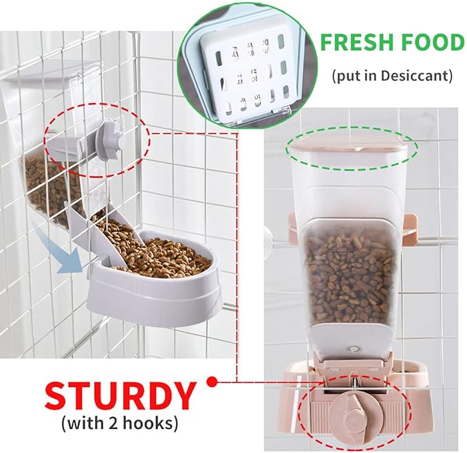Oncpcare Rabbit Food and Water Bowl Set for Cage - Small Animal Food Dish for Rabbits, Ferrets, Cats, Birds
