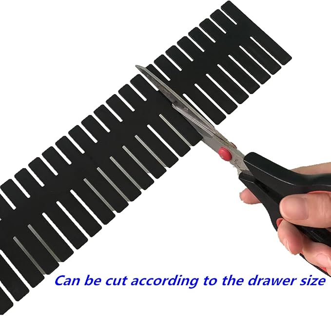 8pcs DIY Plastic Drawer Organizer Adjustable Drawer Dividers for Home Tidy Closet, Socks, Underwear, Office School Supplies, Kitchen Utensil Tools (Black)