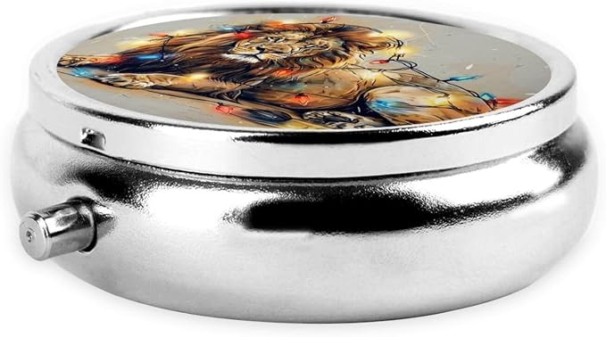 Lion Pet Light Portable Pill Organizer | 3 Compartment, With Mirror, For Men Women, For Daily Supplements, Vitamins, Fish Oil, Jewelry, Candy, Travel