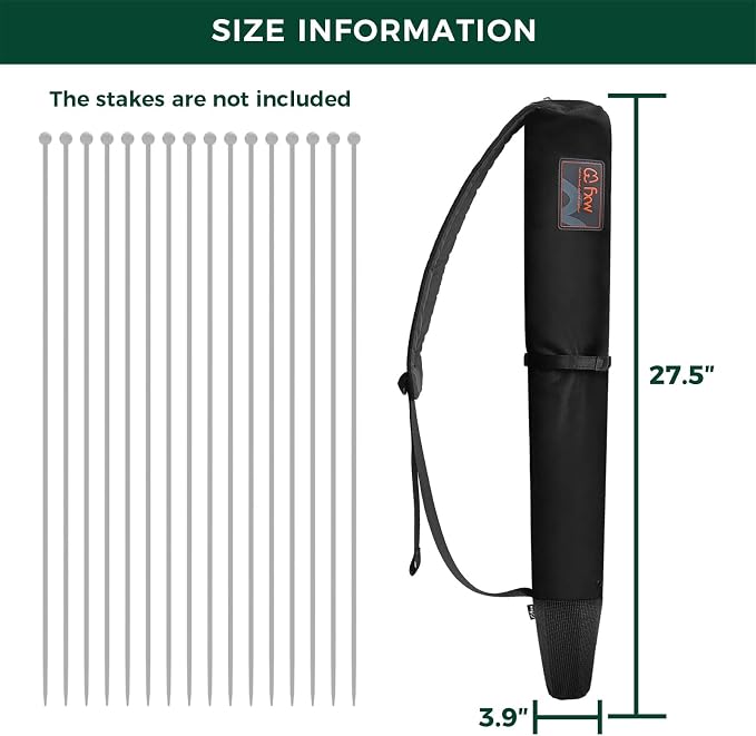 FXW Stake Bag Designed for Storing and Carrying While Camping | Multi-Brand Fit, for 24"H Playpen Stakes, Hands-Free Design, Stakes Not Included