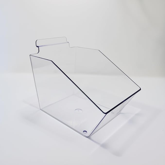 Clear Slatwall Bins, Small Bin 6" L x 5.5" H x 7.5" D - 10 Pack
