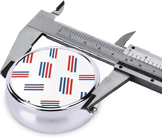 Purse Pill Organizer, Barber Shop Flag Stripes Cute Round Box, Compact Case for Vitamins, Travel Dispenser Pocket Carry for Her