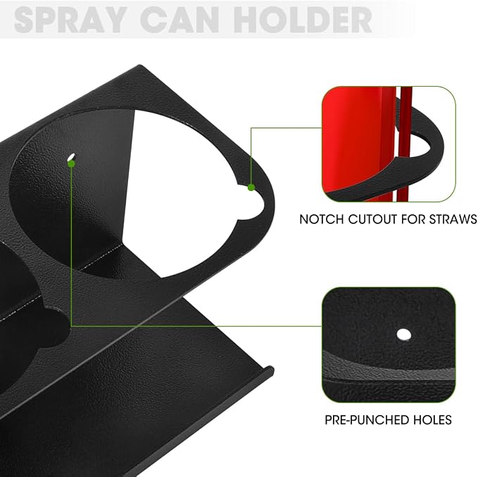 Touri 4 Pcs Spray Can Holder, Able to Hold 20 Cans | For Garage and Workspace, Wall-Mounted Steel Aerosol Can Holder