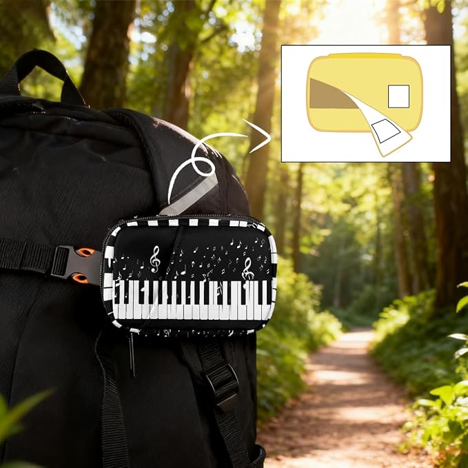 Travel Pill Organizer Black White Piano Keys Music Notes Pill Case