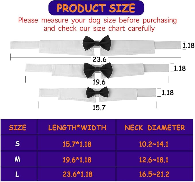 Elegant Dog Bow Tie - Cute Tuxedo Bowtie with Adjustable White Collar for Formal Pets - Perfect for Valentines, Weddings, and Birthdays