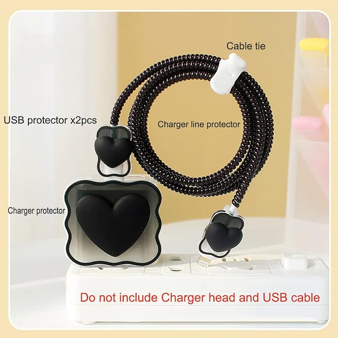 ZOSTLAND 5 in 1 DIY 18W 20W Heart Shape Protector Data Cable USB Charger Line Earphone Wire Saver Organizer Compatible with iPhone 11 12 13 14 15 Pro Max