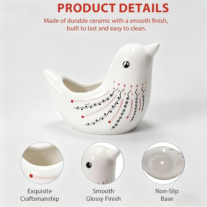 Ceramic Pigeon Shaped Pen Pencil Holder for Desk Decoration Accessories Pigeon Decor Makeup Brush Pen Cups Succulent Plant Pot Office School Ideal Gifts for Women, Mom or Birthdays