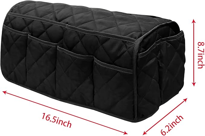 2 in 1 Waterproof Armrest Covers Sofa Arm Organizer with 14 Pockets for Tablet Magazines TV Remote Holder, Anti-Slip Recliner Couch Armchair Slipcover Furniture Sofa Arm Protector Storage Caddy Pouch