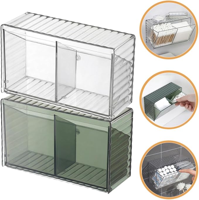 2pcs Wall Mounted Storage Box with Lid , Pet Dustproof Organizer