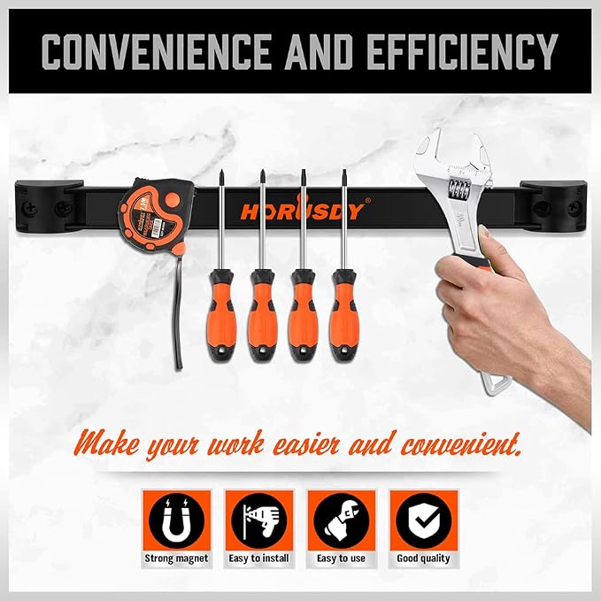 HORUSDY 12" Magnetic Tool Holder Strip, 4-Pack Tool Magnet Bar for Garage Organization, Shop Organization, Mounting Screws Included