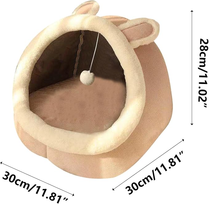 15.8" Soft Round Plush Faux Fur Pet Bed for Cats or Small Dogs, Anti-Anxiety Cat Bed, Washable Fluffy Anti-Slip Mute Base, Cozy Kitty Kennel (pi-nk)