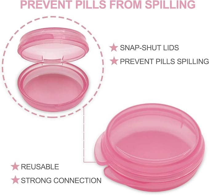 UHOUSE Small Pill Box (3 Pack), Daily Mini Pill Organizer Portable for Purse Pocket,Travel Pill Case Medicine Storage Container Earplug Case (Pink)