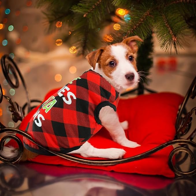 Dog Shirt Soft Cotton Dog Christmas Shirt Stretchy Lightweight T-Shirts Sleeveless Vest Pet Clothes for Small Medium Large Dogs Cats