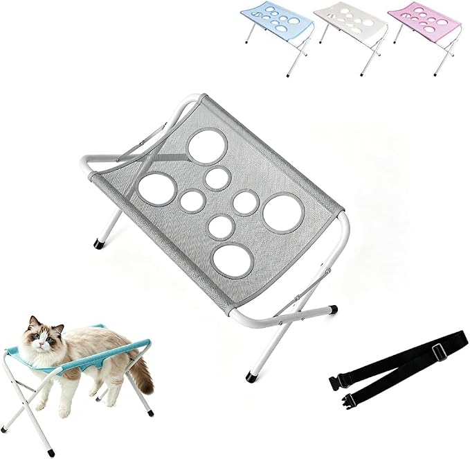 Dog Bath Hammock with Frame, 2026 New Pet Hammock for Grooming (Gray) | 2-in-1 Foldable Pet Grooming Bed with Breathable Mesh Sling and Frame for Nail Trimming, Bathing, Haircuts & Pet Care