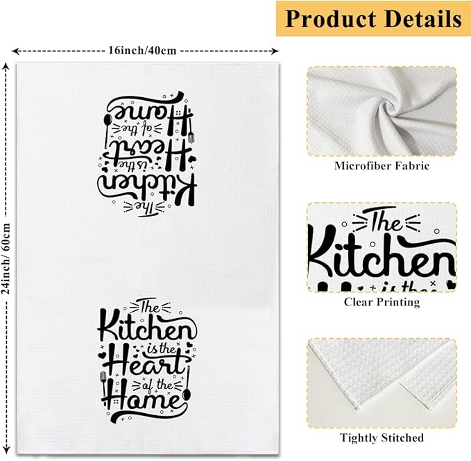 Funny Kitchen Towels and Dishcloths Set of 4, Black and White Decorative Hand Towel Drying Cloth for Bathroom Cooking Baking, Housewarming Gift for Hostess, Women, 16x24 Inches -04