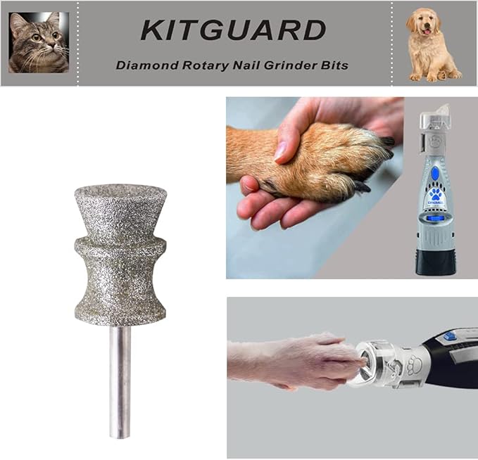 Diamond Dremel Dog Nail Grinder Bits for Rotary Tool-1/8'' Dremel Dog Nail Grinder Attachment-Pet Nail Grinder Bit Work for Animals Nail Care Large A 1P