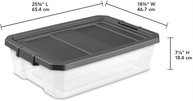 Sterilite 12-Pack Modular Stacker Box, Durable Clear Plastic Storage Bins with Latching Lids, 40 Quart - Stackable Organizing Container Boxes for Closet, Bathroom, and Office