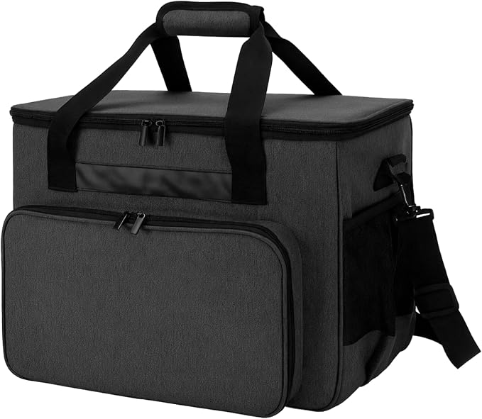 Multi-Layer Pet Grooming Bag Organizer, Oxford Fabric, 23 X 29 X 28 Cm / 9.1 X 11.4 X 11 in, Adjustable with Pockets, Grooming Tool Storage Supplies Bag - Black