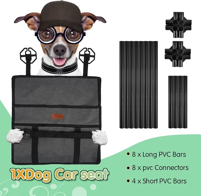 Dog Car Seat Puppy Portable Pet Booster Car Seat with Clip-On Safety Leash and Stable Fram, Anti-Collapse,Perfect for Small Pets