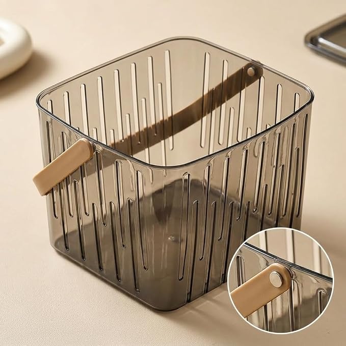 Clear Storage Basket Organizer, Portable Storage Box Bins for Use & Outdoor Camping, Transparent Gray