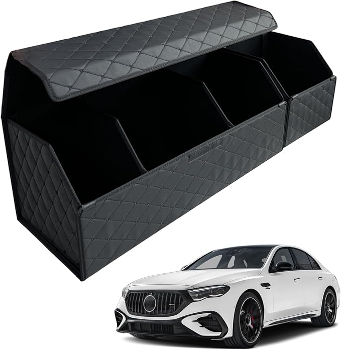 Car Trunk Organizer for For MB AMG E - Custom Fit,Large Space Outdoor Trunk Organizer with Leather,Hook and Loop Fastener,4-Layer Cover,For MB AMG E 53 2019-2025