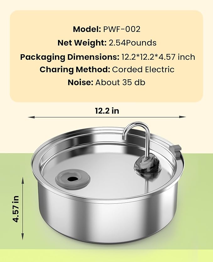 oneisall Dog Water Fountain, 7L/230oz/1.8G Quiet Dog Fountain Water Bowl, Stainless Steel Dog Water Fountain with Visual Water Level&Triple Filtration for Large Medium Small Breed Dogs Pets