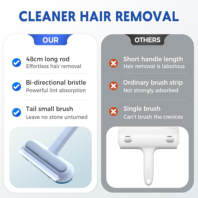 Auiepet Multifunctional Pet Hair Remover, 2025 Upgrade 4 in 1 Pet Hair Removal Tool with 17inch Long Handle, Washable Cat Hair Remover Brush for Furniture, Couch, Carpet, Clothes and Bedding (3Pcs)