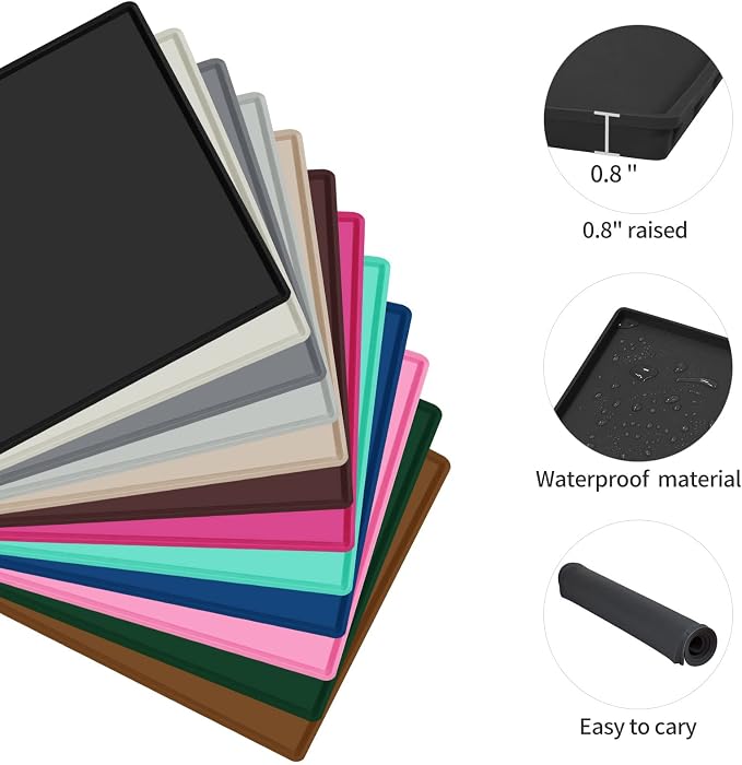 Silicone Dog Food Mat Waterproof Pet Feeding Tray for Medium and Large Dogs