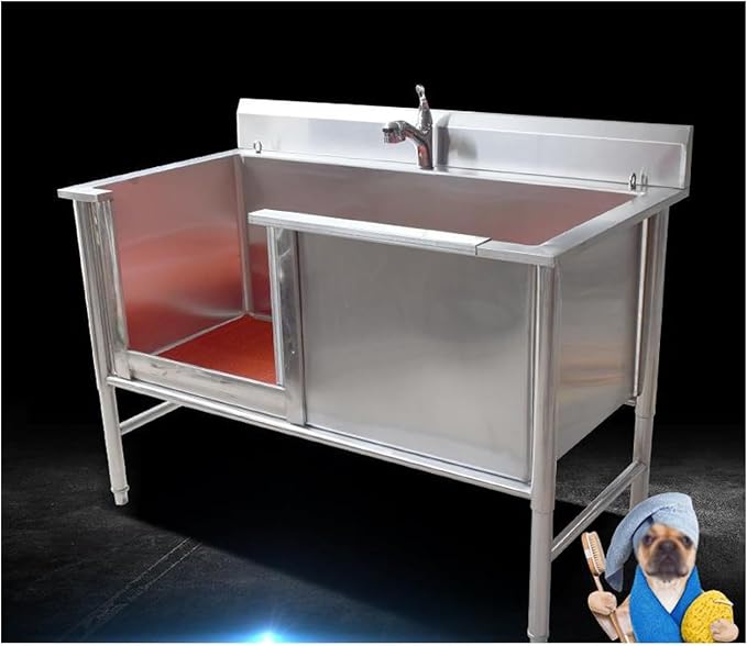Pet Grooming Tub,Stainless Steel Washing Station for Dogs and Cats,Suitable for Home Use with Various Sizes.Silver-100cm/39.4in